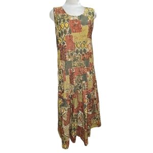 Kalahari Boho Maxi Dress with Large Pockets Cargo Dress VTG Patchwork PLUS 16